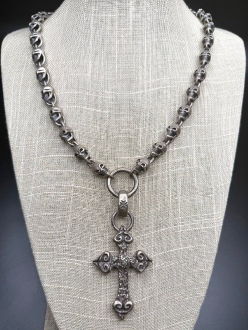REID MFG Gothic Skull Cross Pendant Large Silver Jewelry New Gaboratory